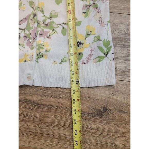 AGB Floral Sweater Women's XL Button Front Summer Cardigan Off White - Picture 10 of 12